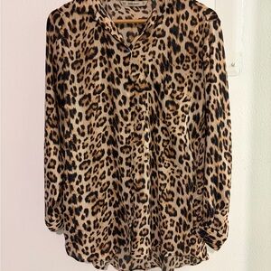 Zara oversized Leopard Print button down